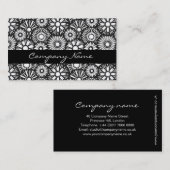 Visitekaartje met zwarte en witte florale oplossin (Voorkant / Achterkant)