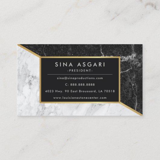 Visitekaartje met zwarte en witte marmer (Achterkant)