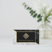 Visitekaartje met zwarte en witte marmer (Staand voorkant)