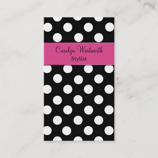 Visitekaartje met zwarte en witte poka (Voorkant)