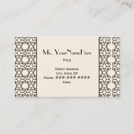 Visitekaartje met zwarte en witte zijde (Voorkant)