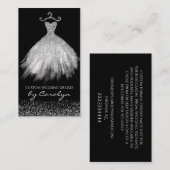 Visitekaartje met zwarte en zilveren glitterijspan (Voorkant / Achterkant)