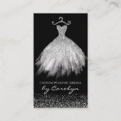 Visitekaartje met zwarte en zilveren glitterijspan (Voorkant)