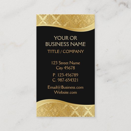 Visitekaartje met zwarte & goudvraag (Voorkant)