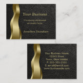 Visitekaartje met zwarte leder en goudgolven (Voorkant / Achterkant)