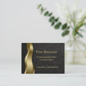 Visitekaartje met zwarte leder en goudgolven (Staand voorkant)