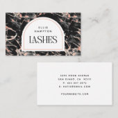 Visitekaartje met zwarte roze marmer Beauty Lashes (Voorkant / Achterkant)