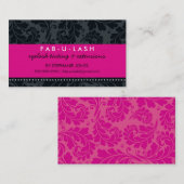 VISITEKAARTJE Modern Bold Flourish Hot Pink Black (Voorkant / Achterkant)