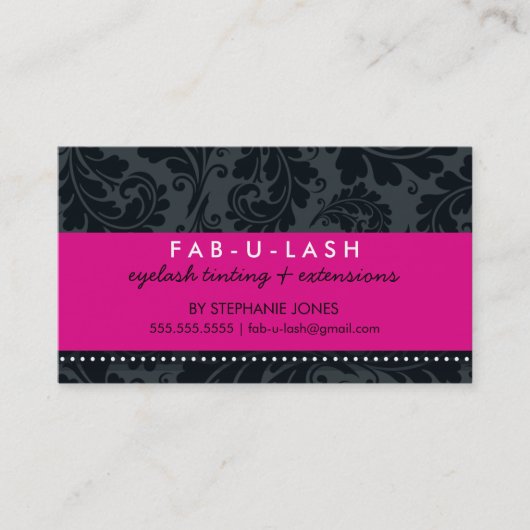 VISITEKAARTJE Modern Bold Flourish Hot Pink Black (Voorkant)