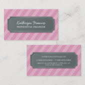 VISITEKAARTJE Modern Bold Stripe bord Roze Grijs (Voorkant / Achterkant)