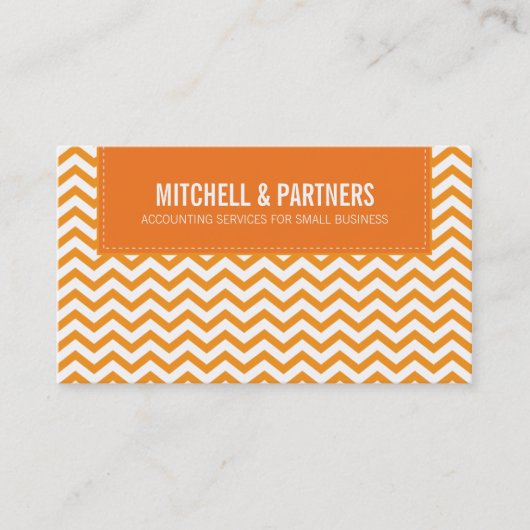 VISITEKAARTJE modern chevron sinaasappel (Voorkant)
