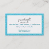 VISITEKAARTJE Modern Eenvoudig Glitter Aqua Blue (Achterkant)