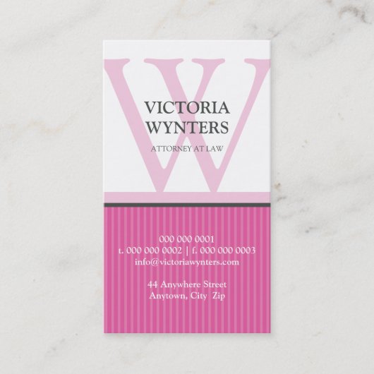 VISITEKAARTJE modern initiaal monogram (Voorkant)