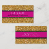 VISITEKAARTJE modern trendy glitter hot pink gold (Voorkant / Achterkant)