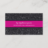 VISITEKAARTJE modern trendy glitter hot pink zwart (Achterkant)