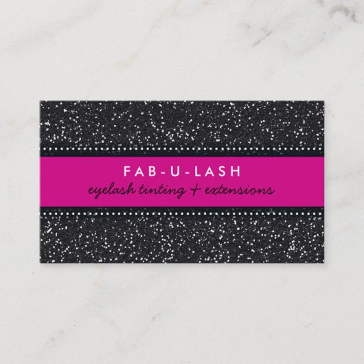 VISITEKAARTJE modern trendy glitter hot pink zwart (Voorkant)