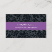 VISITEKAARTJE modern vet bloeit paarse zwart (Achterkant)