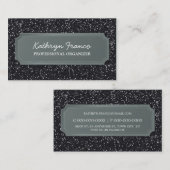 VISITEKAARTJE modern vet sprankelend zwart glitter (Voorkant / Achterkant)