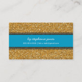 VISITEKAARTJE moderne trendy glitter aqua gold (Achterkant)