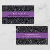 VISITEKAARTJE moderne trendy glitter paarse zwart (Voorkant / Achterkant)