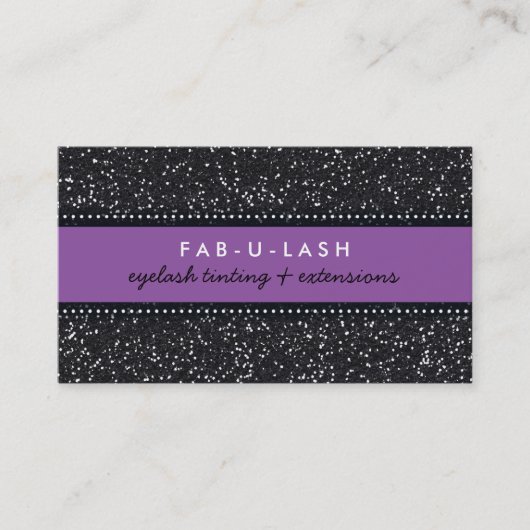 VISITEKAARTJE moderne trendy glitter paarse zwart (Voorkant)