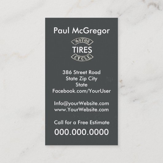 Visitekaartje motorfietsbanden (Achterkant)