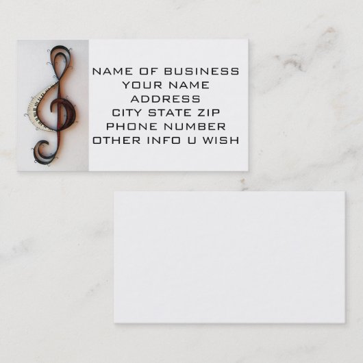 visitekaartje "MUSICAL NOTE" (Voorkant / Achterkant)