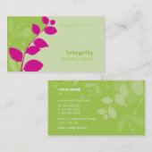 VISITEKAARTJE natuur gebladerte silhouet roze limo (Voorkant / Achterkant)