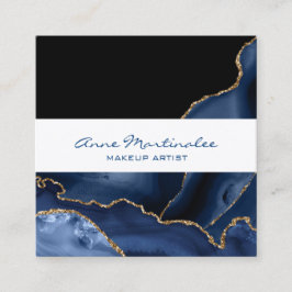 Visitekaartje Navy Agate Gold Square