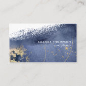 Visitekaartje Navy and Gold Lunar Brush Strokes (Voorkant)