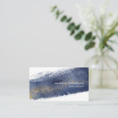 Visitekaartje Navy and Gold Lunar Brush Strokes (Staand voorkant)