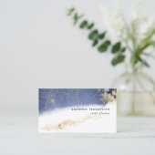 Visitekaartje Navy and Gold Lunar Brush Strokes (Staand voorkant)