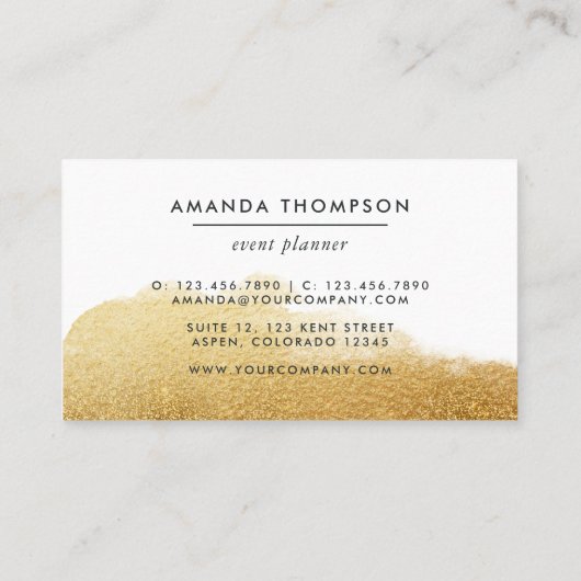 Visitekaartje Navy and Gold Lunar Brush Strokes (Achterkant)