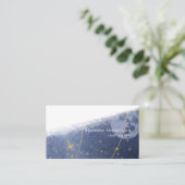 Visitekaartje Navy and Gold Lunar Brush Strokes (Staand voorkant)