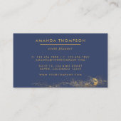 Visitekaartje Navy and Gold Lunar Brush Strokes (Achterkant)