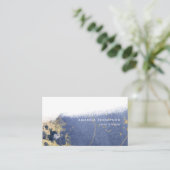 Visitekaartje Navy and Gold Lunar Brush Strokes (Staand voorkant)