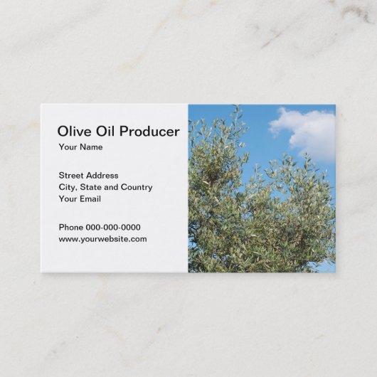 Visitekaartje olijfolieproducent (Voorkant)