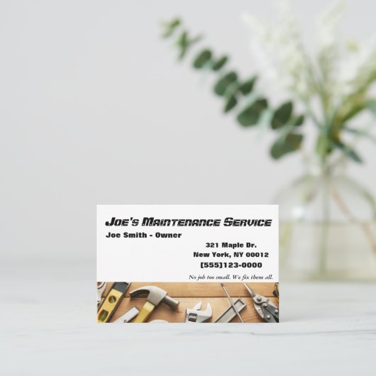 Visitekaartje onderhoudsreparatiehandymanservice (Staand voorkant)
