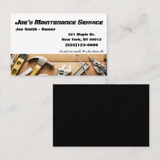 Visitekaartje onderhoudsreparatiehandymanservice (Voorkant / Achterkant)