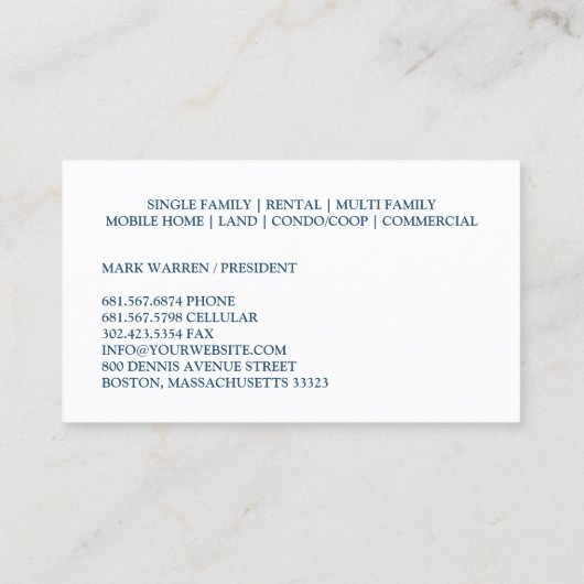 Visitekaartje onroerend goed (Achterkant)