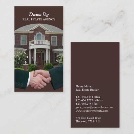 Visitekaartje onroerend goed (Voorkant / Achterkant)