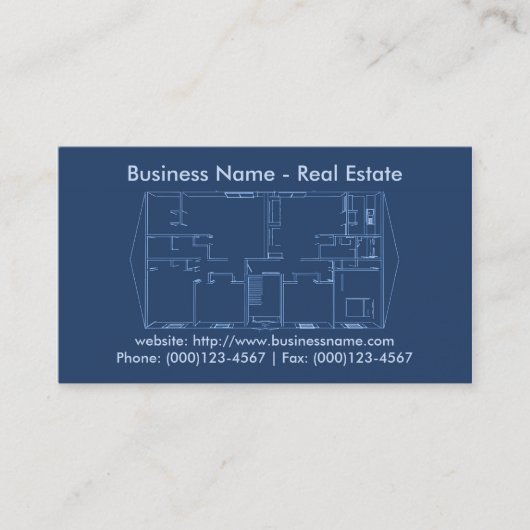 Visitekaartje onroerend goed: Blauwdruk op het vlo (Voorkant)