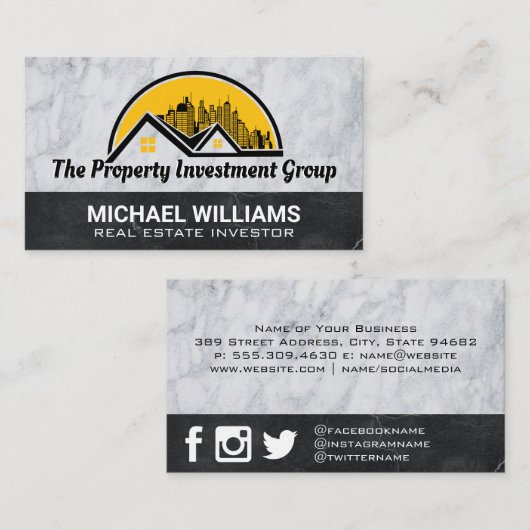 Visitekaartje onroerend goed en Logo van de stad (Voorkant / Achterkant)