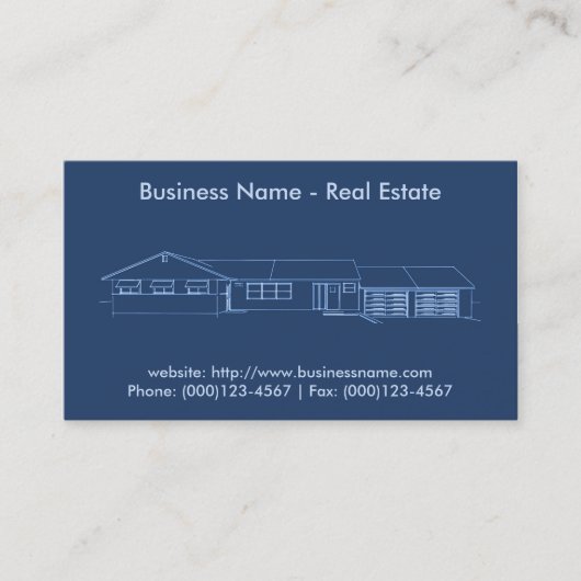 Visitekaartje onroerend goed: House Blueprint (Voorkant)