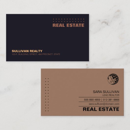 Visitekaartje onroerend goed voor realiteitseigens (Voorkant / Achterkant)