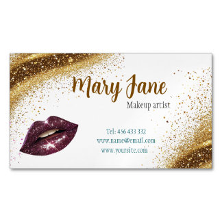visitekaartje ontwerp make-up met gouden glitter magnetisch visitekaartje
