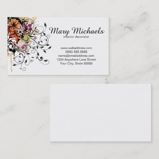 Visitekaartje ontwerp-Sjabloon binneninrichting (Voorkant / Achterkant)