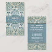 Visitekaartje oostblauw Baroque Damask (Voorkant / Achterkant)