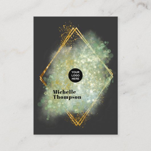 Visitekaartje op het Black and Gold Bokeh Square (Voorkant)