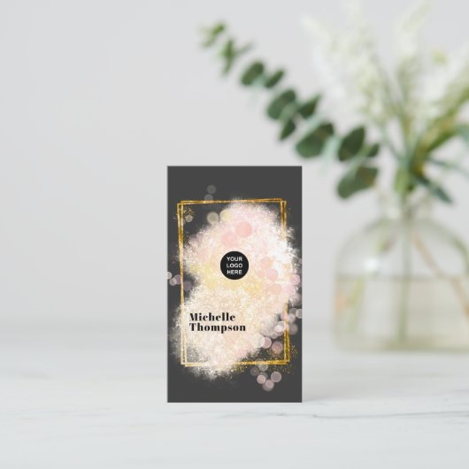 Visitekaartje op het Black and Gold Bokeh Square (Staand voorkant)